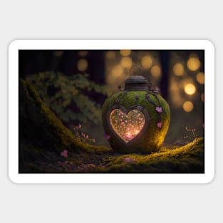 Romantic botanical valentines lamp - with heart shaped window Sticker